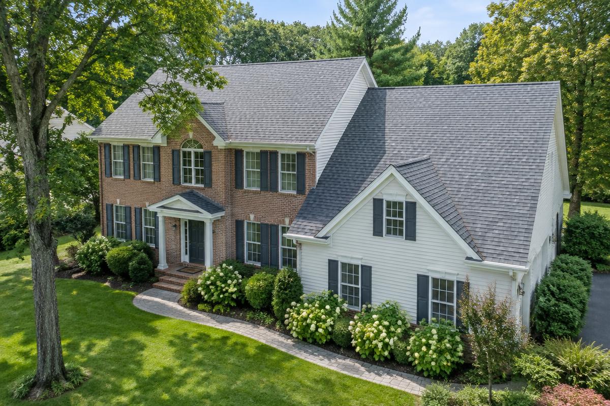 Asphalt Shingle roof with Mid-Atlantic landscaping