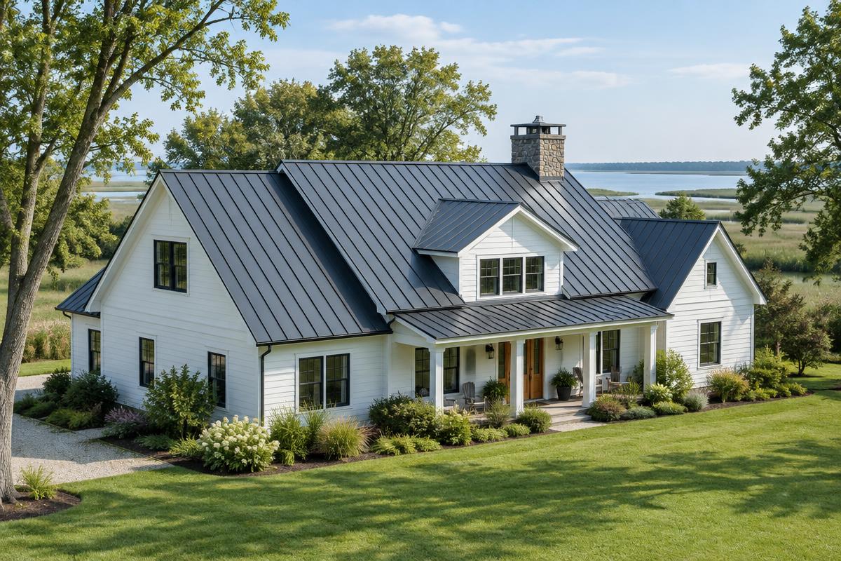 Metal Roofing roof with Mid-Atlantic landscaping