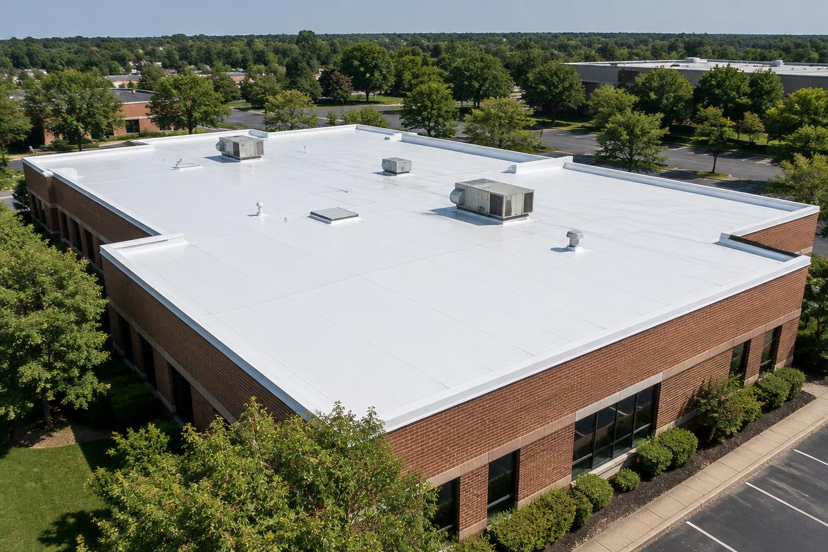TPO Roofing roof with Mid-Atlantic landscaping